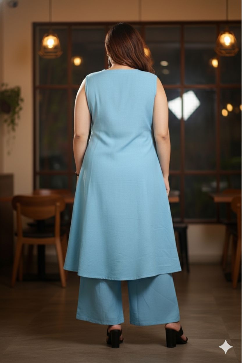 Women’s Cotton Flex Kurta Palazzo Set with Pockets