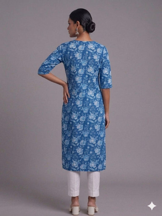 Floral Print Long Sleeve Kurti