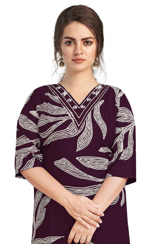 Women’s Wine Rayon Embroidered Co-Ord Set