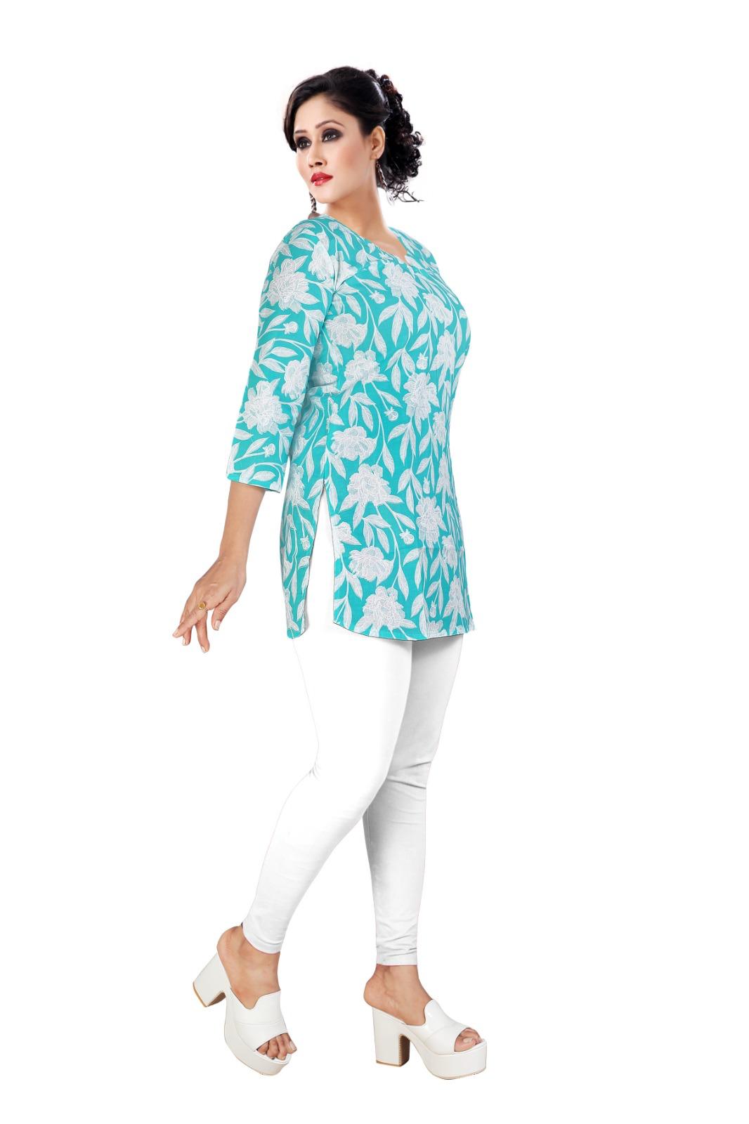 Women’s Cotton Printed Kurti – 3/4 Sleeve Floral Casual Wear