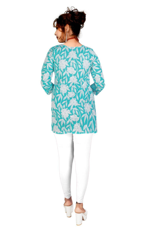 Women’s Cotton Printed Kurti – 3/4 Sleeve Floral Casual Wear