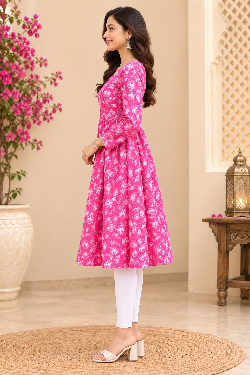 Women’s Jaipuri Cotton Tunic Aliya Top – Full Sleeves Floral Print