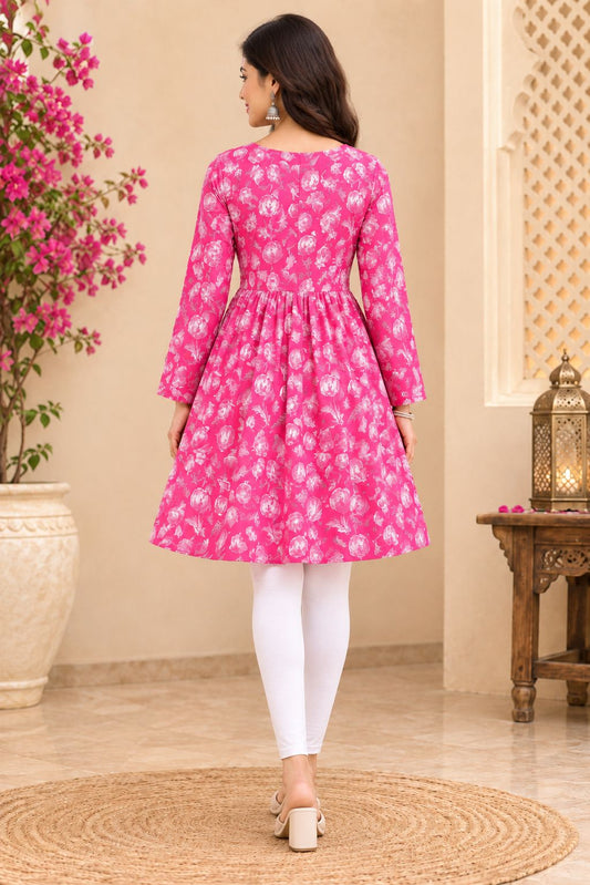 Women’s Jaipuri Cotton Tunic Aliya Top – Full Sleeves Floral Print