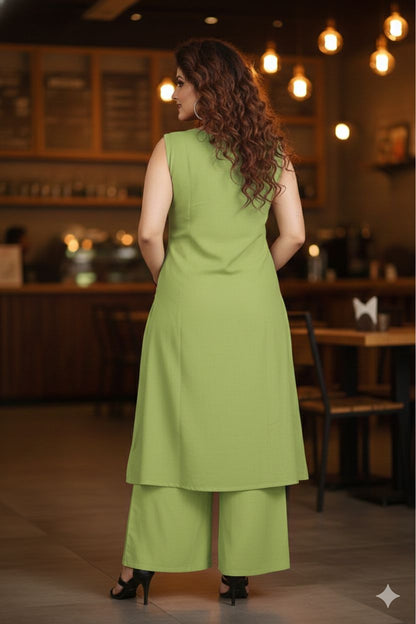 Women’s Cotton Flex Kurta Palazzo Set with Pockets