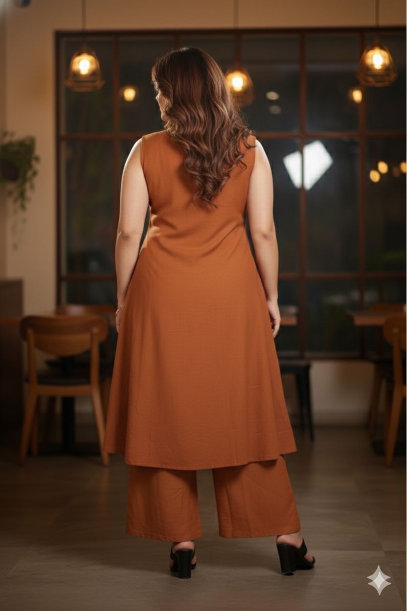 Women’s Cotton Flex Kurta Palazzo Set with Pockets