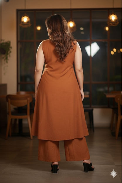 Women’s Cotton Flex Kurta Palazzo Set with Pockets