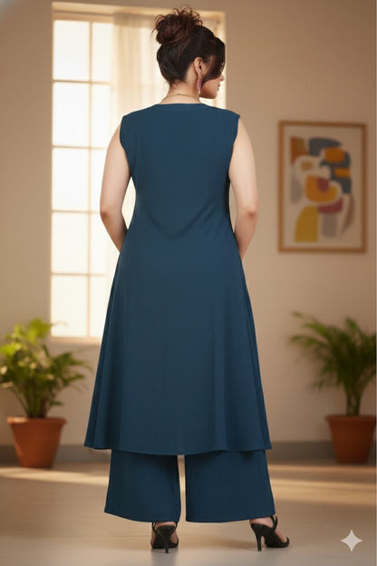 Women’s Cotton Flex Kurta Palazzo Set with Pockets