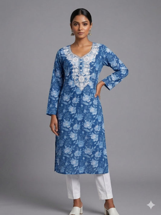 Floral Print Long Sleeve Kurti