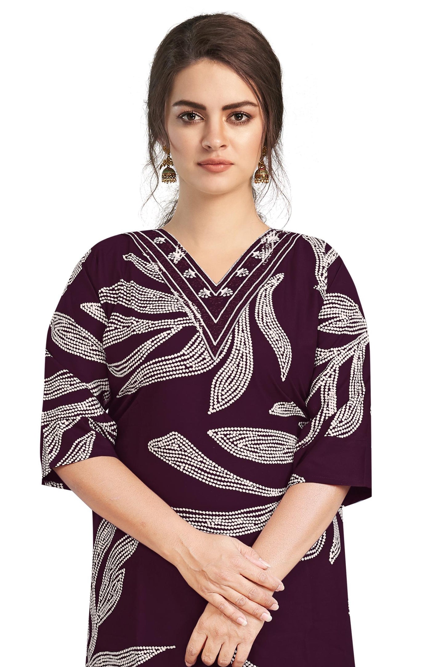 Women’s Wine Rayon Embroidered Co-Ord Set