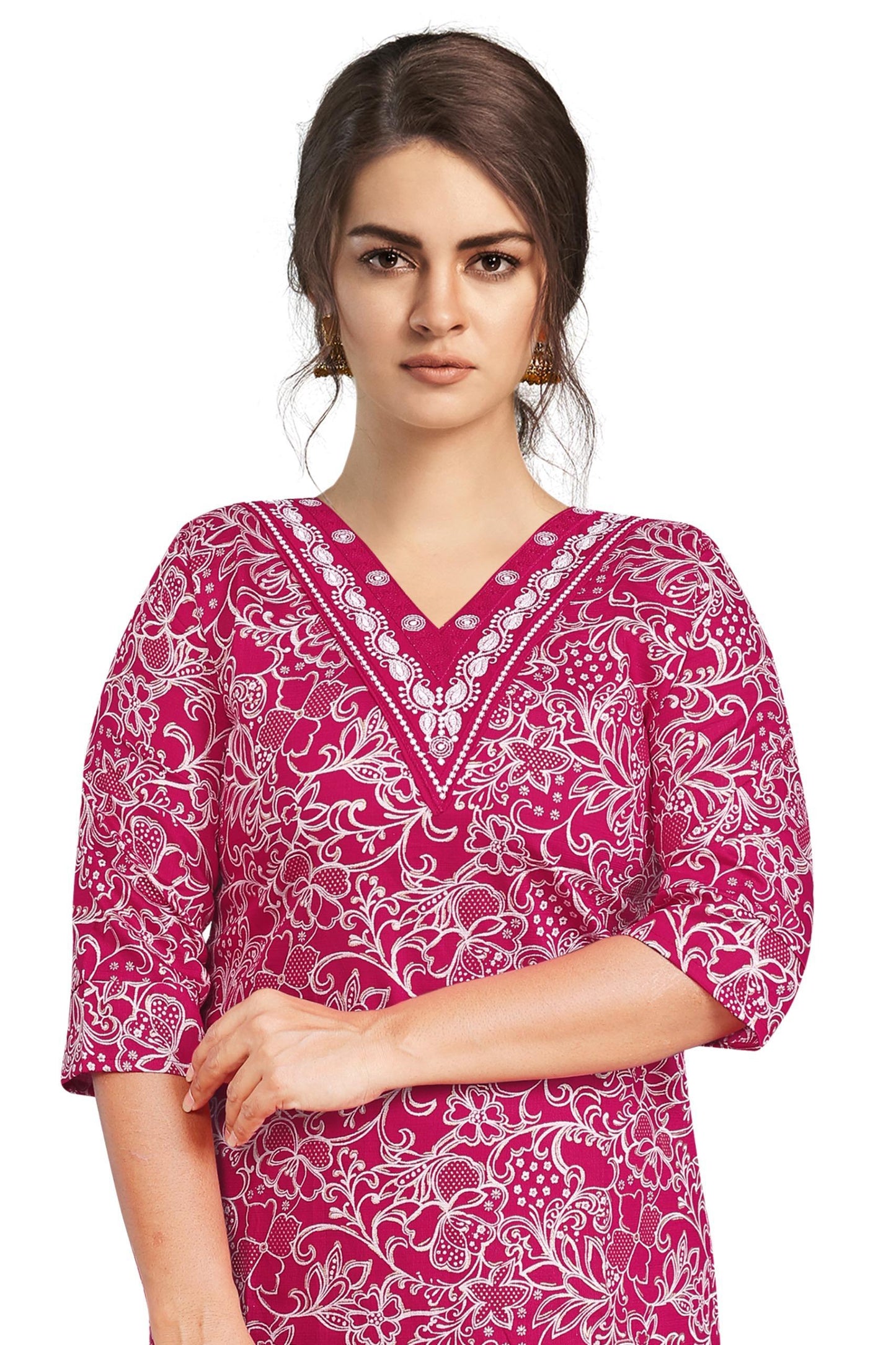 Women’s Pink Rayon Embroidered Co-Ord Set