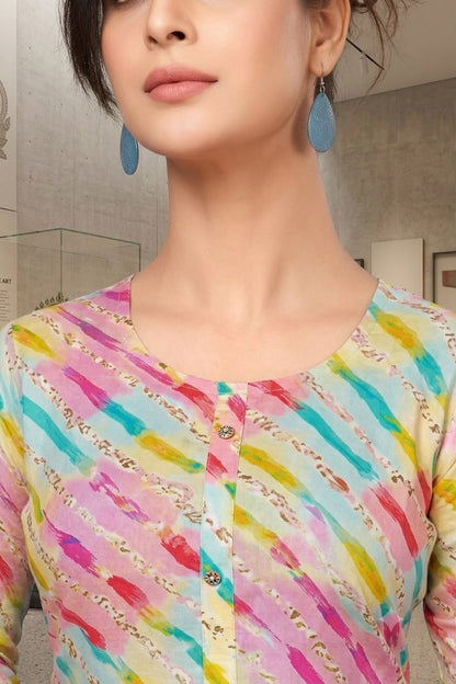Women’s Multicolour Rayon Foil Printed Straight Kurti