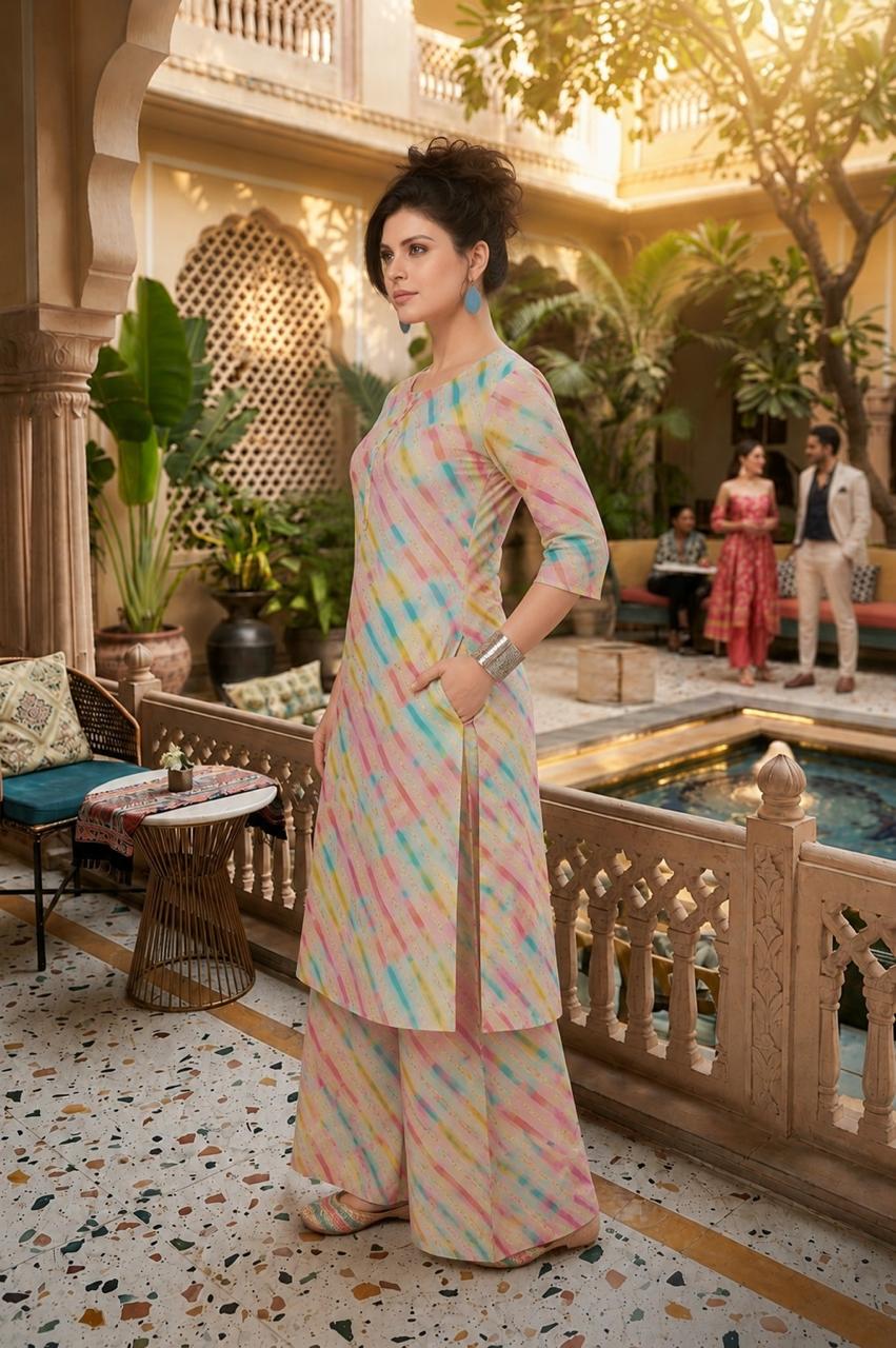 Women’s Multicolour Rayon Foil Printed Coord Set