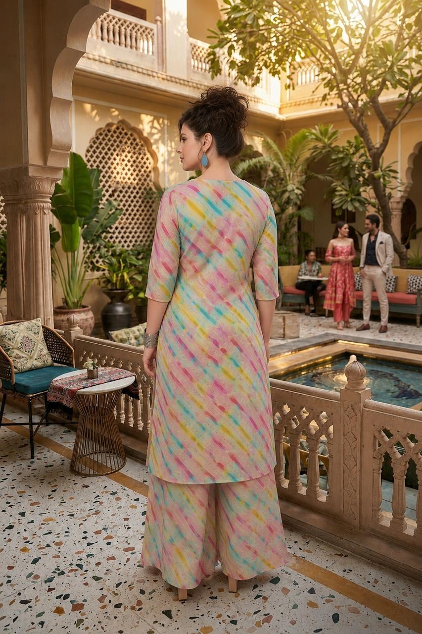 Women’s Multicolour Rayon Foil Printed Coord Set