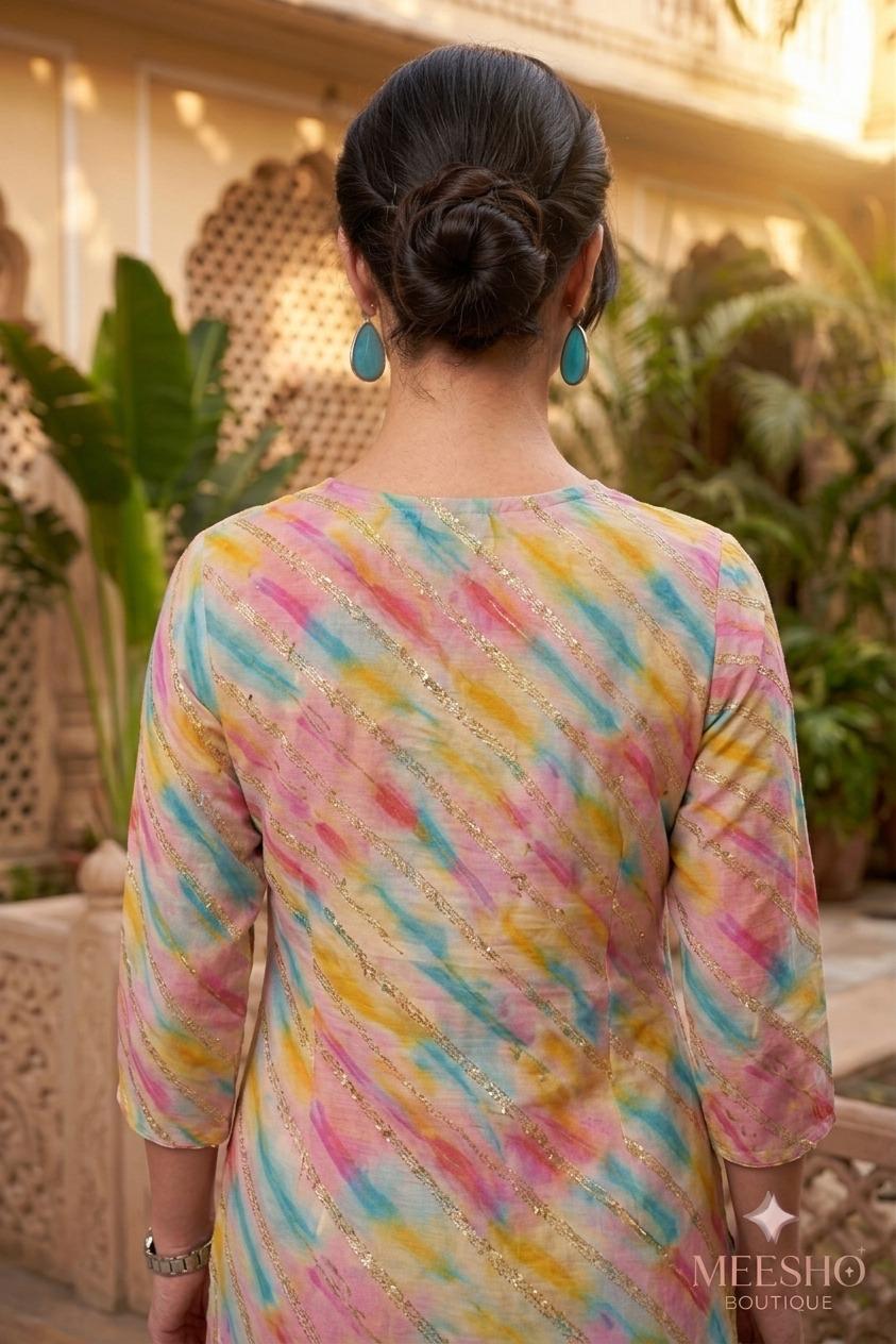 Women’s Multicolour Rayon Foil Printed Coord Set