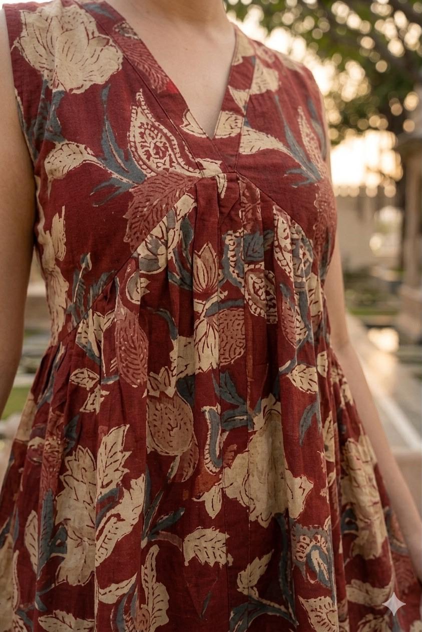 Women’s Cotton Short Kurti – Printed Flared Casual Kurti