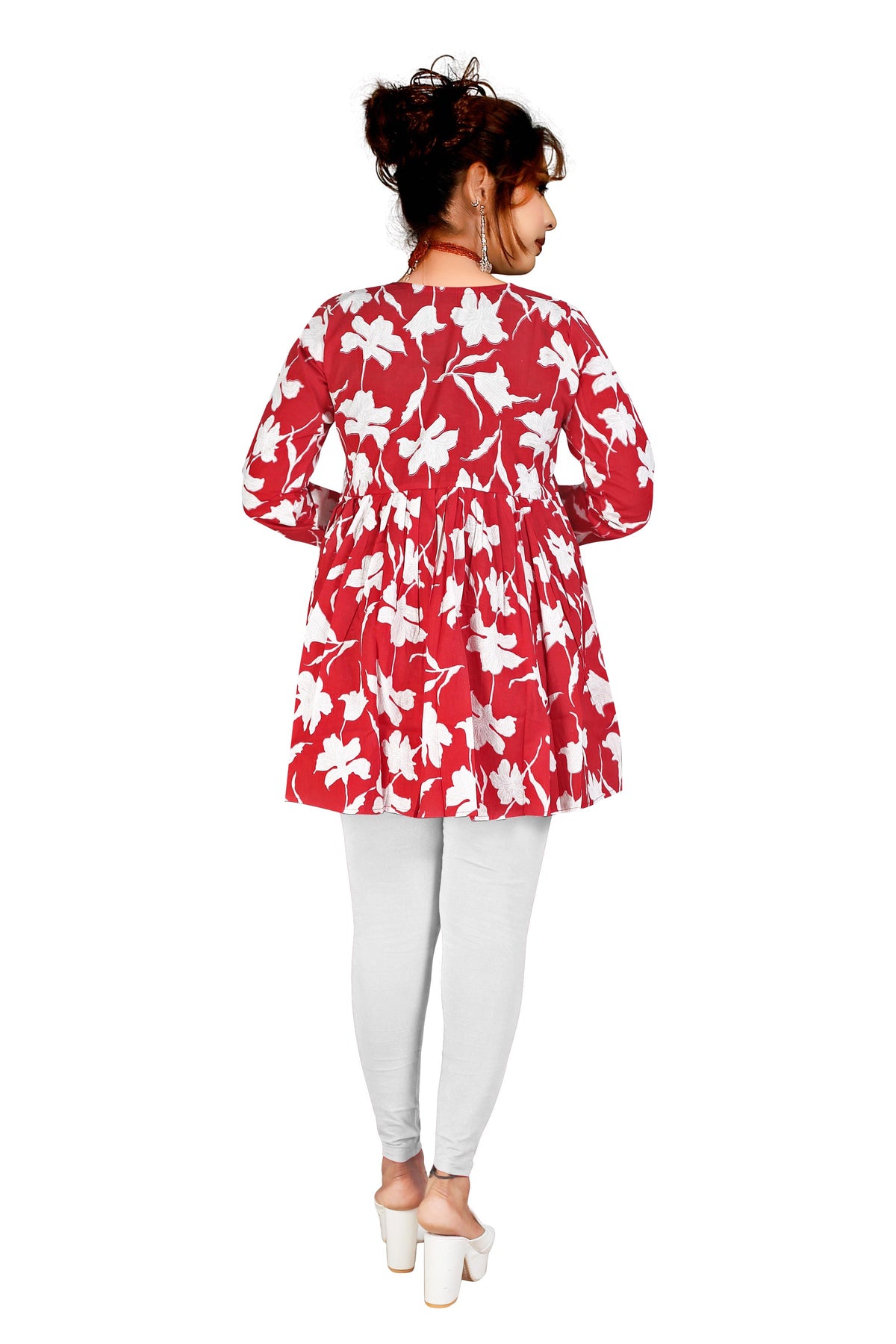 Jaipuri Cotton Tunic Aliya Top – Full Sleeve Floral Printed Top
