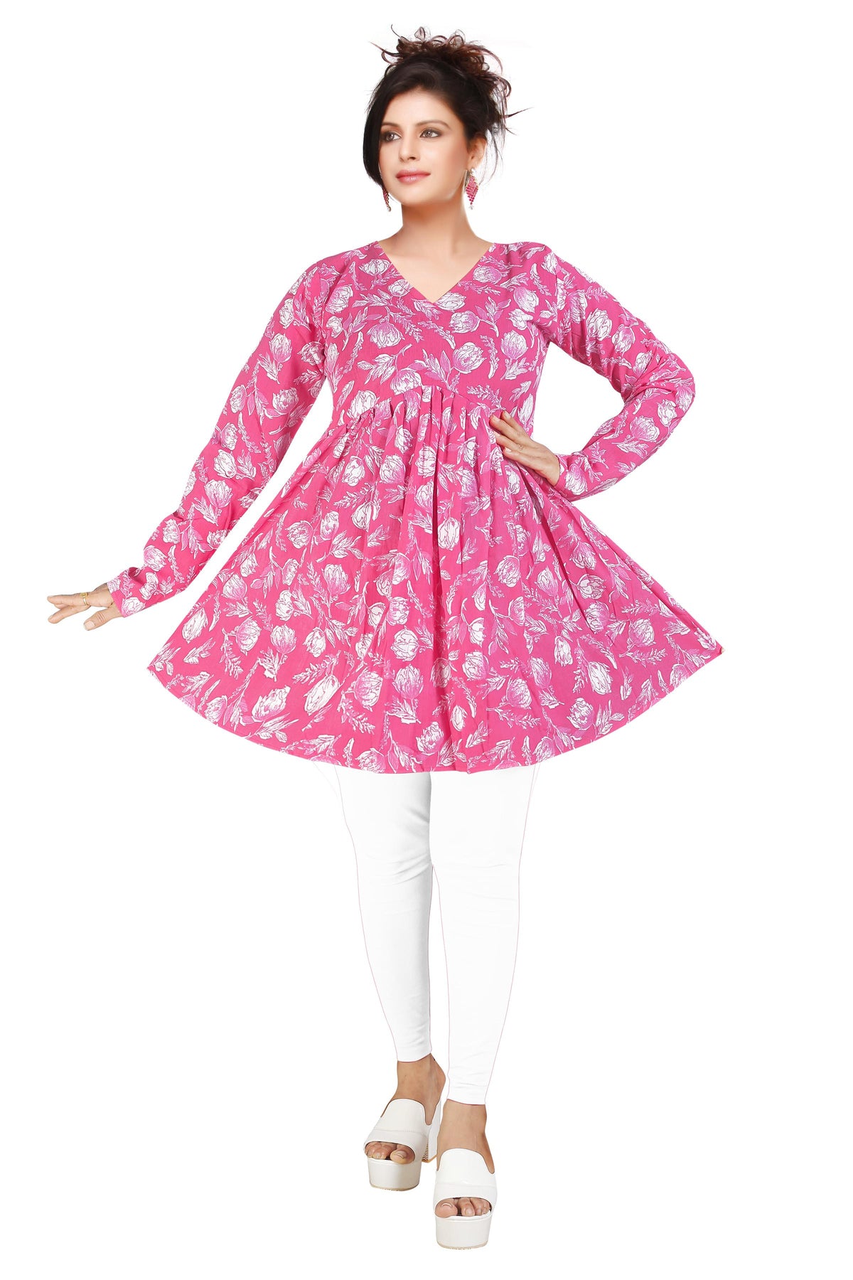 Jaipuri Cotton Tunic Aliya Top – Full Sleeve Floral Printed Women’s Top