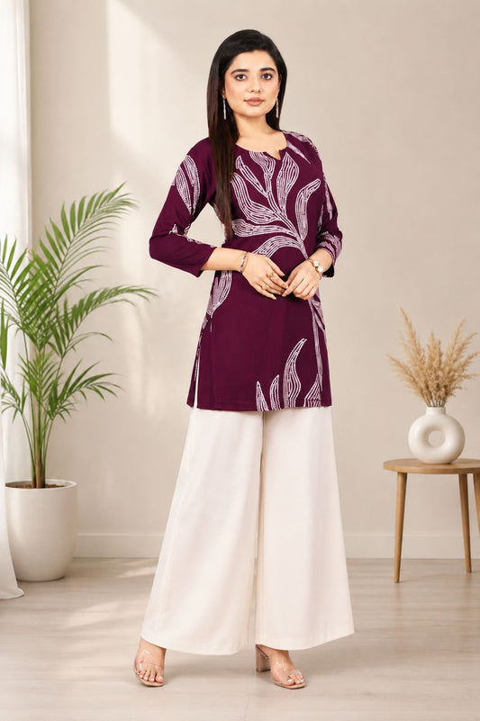 Women’s Rayon Printed Kurti – Full Sleeve Stylish Casual Wear