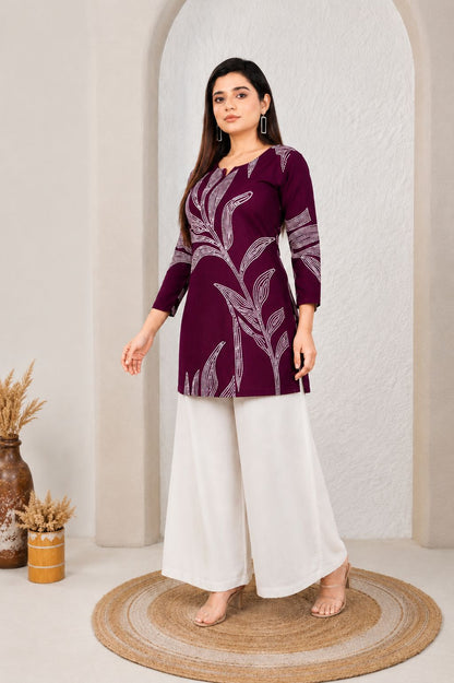 Women’s Rayon Printed Kurti – Full Sleeve Stylish Casual Wear