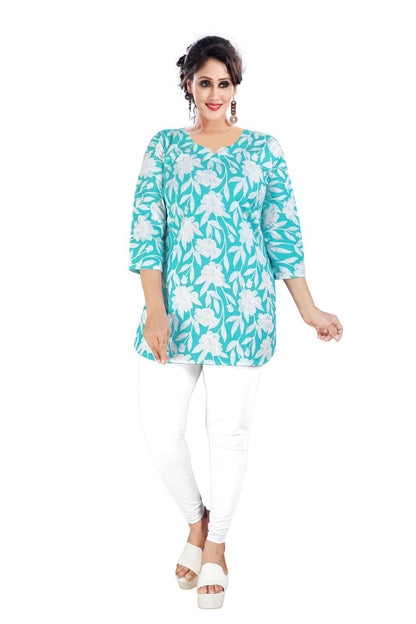 Women’s Cotton Printed Kurti – 3/4 Sleeve Floral Casual Wear