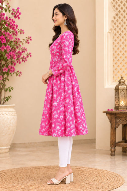 Women’s Jaipuri Cotton Tunic Aliya Top – Full Sleeves Floral Print