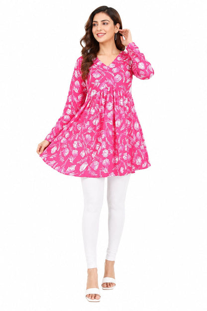 Women’s Jaipuri Cotton Tunic Aliya Top – Full Sleeves Floral Print